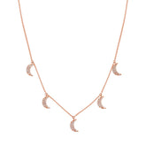 0.30ct 14k Rose Gold Diamond Crescent Moon Necklace